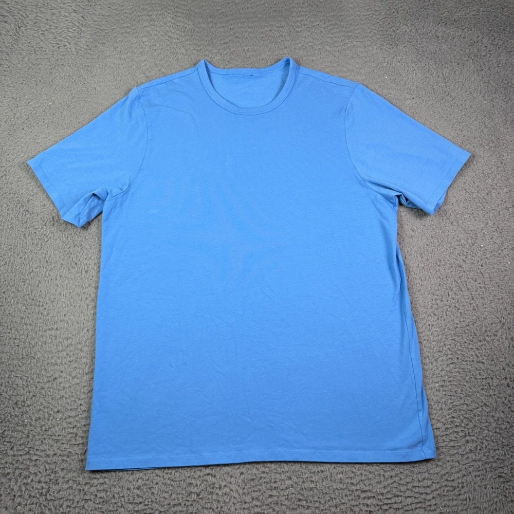 Lululemon Organic Cotton Classic Fit Shirt Mens L Blue Fundamental Tee Crewneck